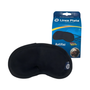 Antifaz Tapa Ojos Negro Algodon Linea Plata